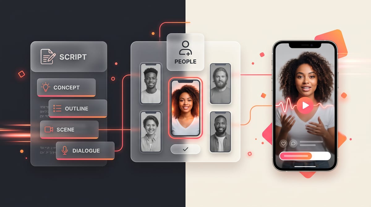 Talking Avatar workflow: write the script, choose an avatar, generate the presenter video