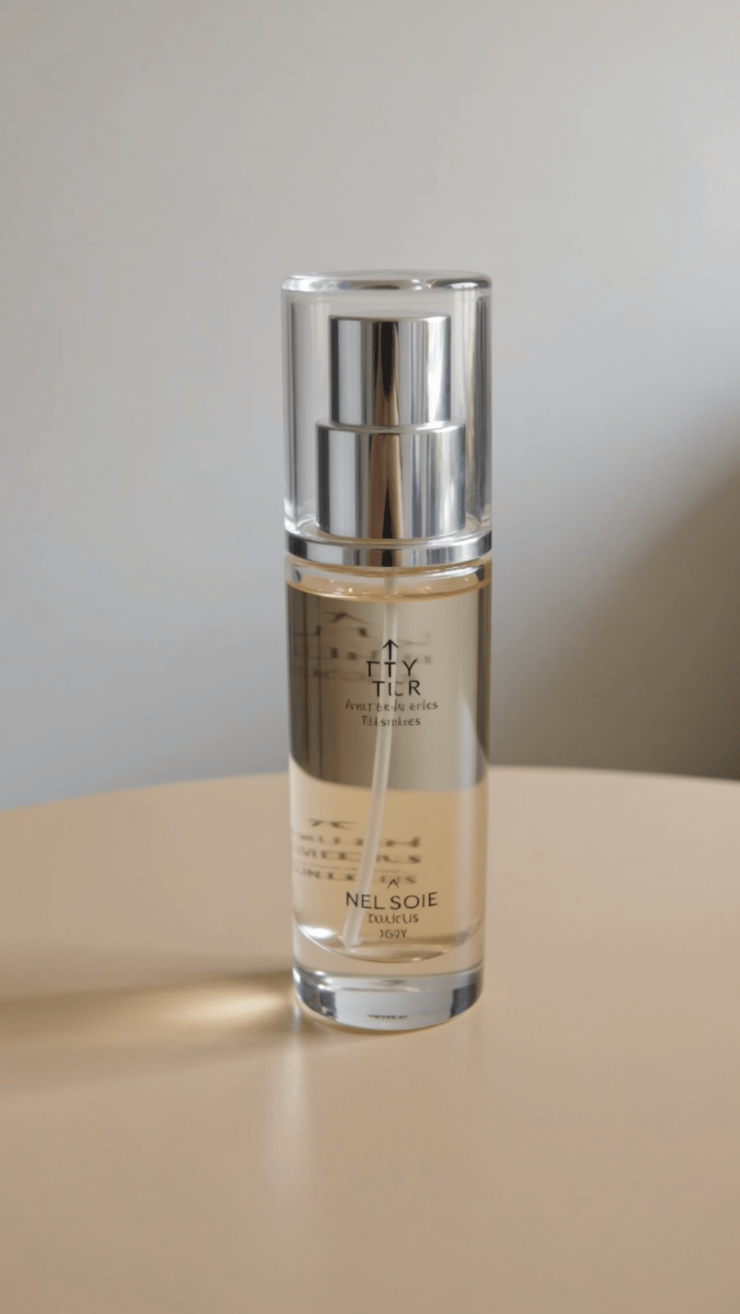 Kling 3.0 skincare serum video screenshot showing distorted and unreadable product label text.