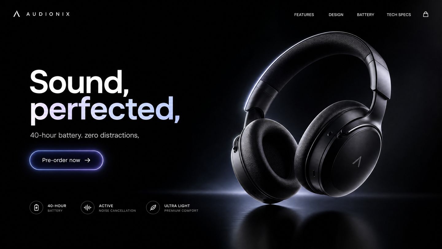premium tech landing-page hero design