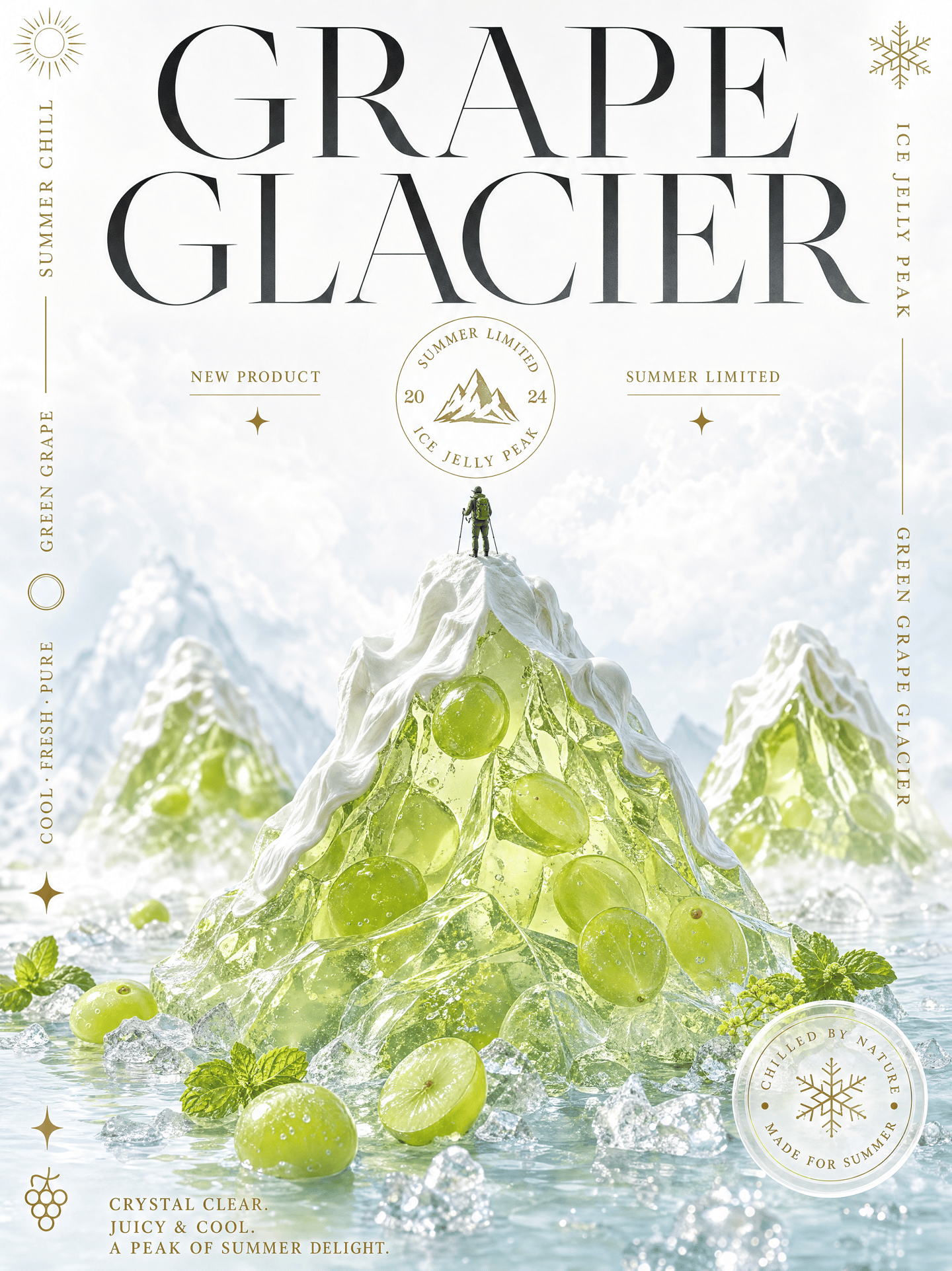 luxurious editorial beverage/dessert poster
