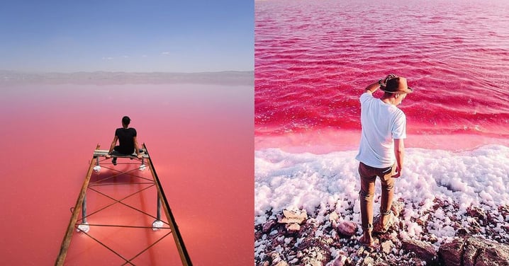 [Iran] Salt Lake in pink color which is as pretty as a fairyland!