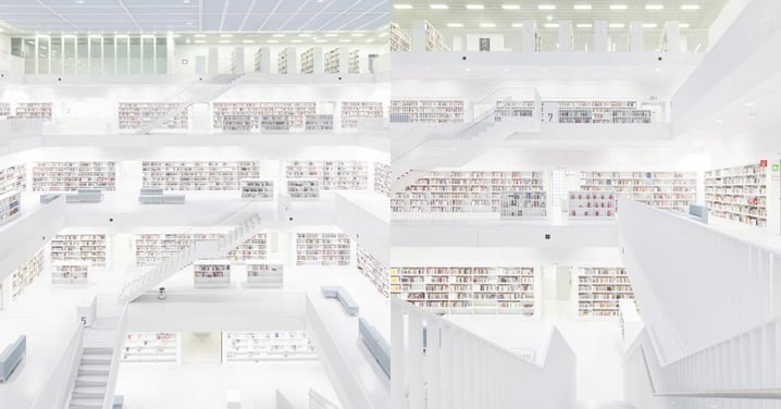 【網絡熱話】世界上最美圖書館之一！純白圖書館！錯位空間感＋霍格華茲樓梯！