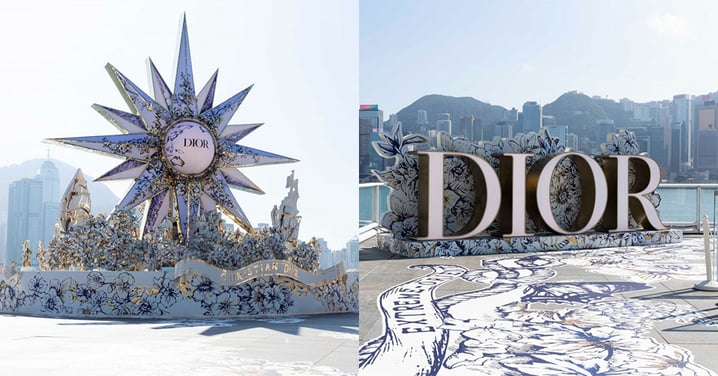 【香港】尖沙咀DIOR夢幻聖誕花海！粉絲必到打卡！十米高聖誕星！