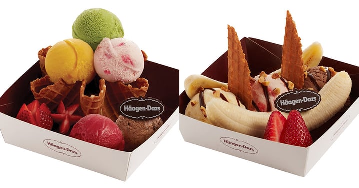 【第二件$11】HaagenDazs自選3-5球雪糕+香蕉船/窩夫水果，平均$52/份!