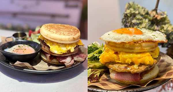【荔枝角美食】Cafe推出三層熱香餅漢堡!鬆軟熱香餅+豬柳+煙肉