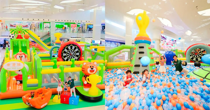 【暑假好去處2024】將軍澳東港城5,300呎巨型充氣樂園Jumptopia！80米跑道+攀爬區+6.5米充氣滑梯
