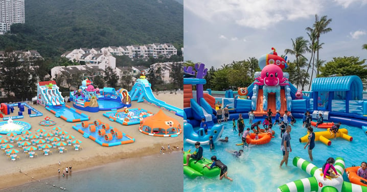 【暑假好去處2024】Kiztopia愉景灣全港最大沙灘充氣樂園Splashtopia！佔地超過4萬8千呎！9大巨型充氣彈床遊樂區