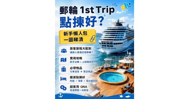 【郵輪新手懶人包】第一次搭郵輪點揀?航線、艙房選擇、行李清單與避坑攻略