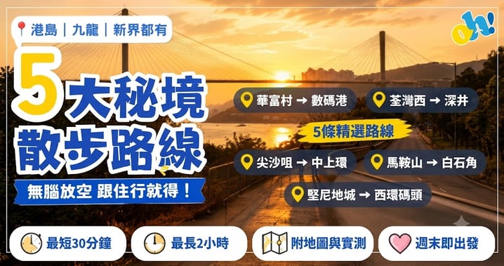 🌊 香港散步學｜精選 5 大絕美海景散步路線！無腦放空、看日落、文青打卡全攻略（附路線地圖）