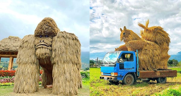 台灣第一屆稻草藝術節 栩栩如生動物造型超可愛｜台灣旅遊｜放假去邊