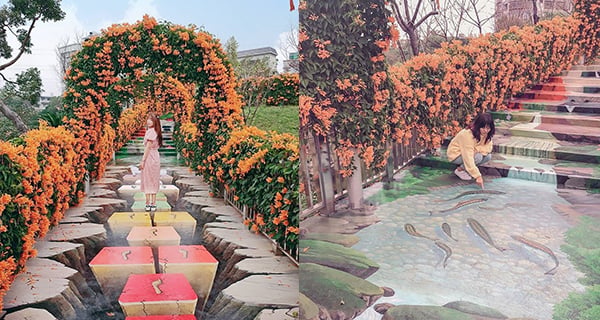 台灣3D立體彩繪樓梯 炮仗花包圍打卡必去!｜台灣旅遊｜放假去邊