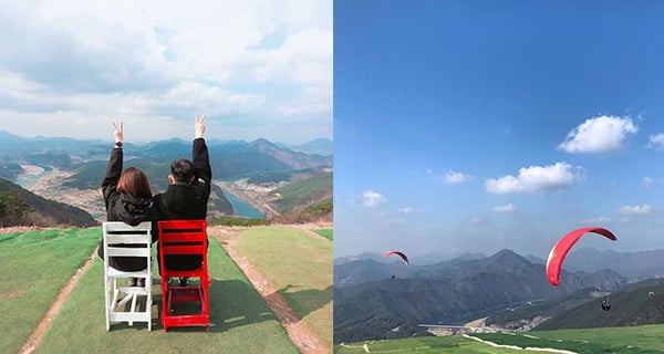 韓國山谷靚景Cafe 邊飲咖啡邊望人玩滑翔傘!｜韓國旅遊｜放假去邊
