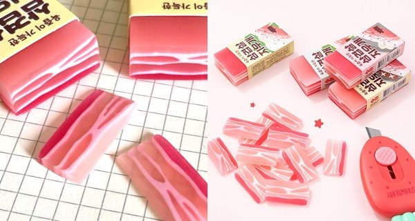 【韓國】文具袋必藏！創意五花腩擦膠 佈滿油花仿真度高！｜韓國購物｜放假去邊