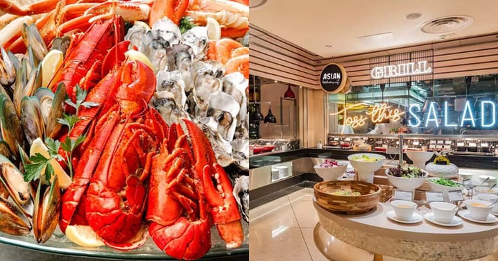 【香港朗廷酒店The Food Gallery自助餐買一送一】$473歎波士頓活龍蝦配蒜香蔥油、金湯海參鮑魚扣花膠、香煎鴨肝配烤牛油多士